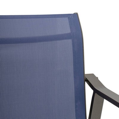 Elegant Navy Blue Textilene Outdoor Counter-Height Bar Stools