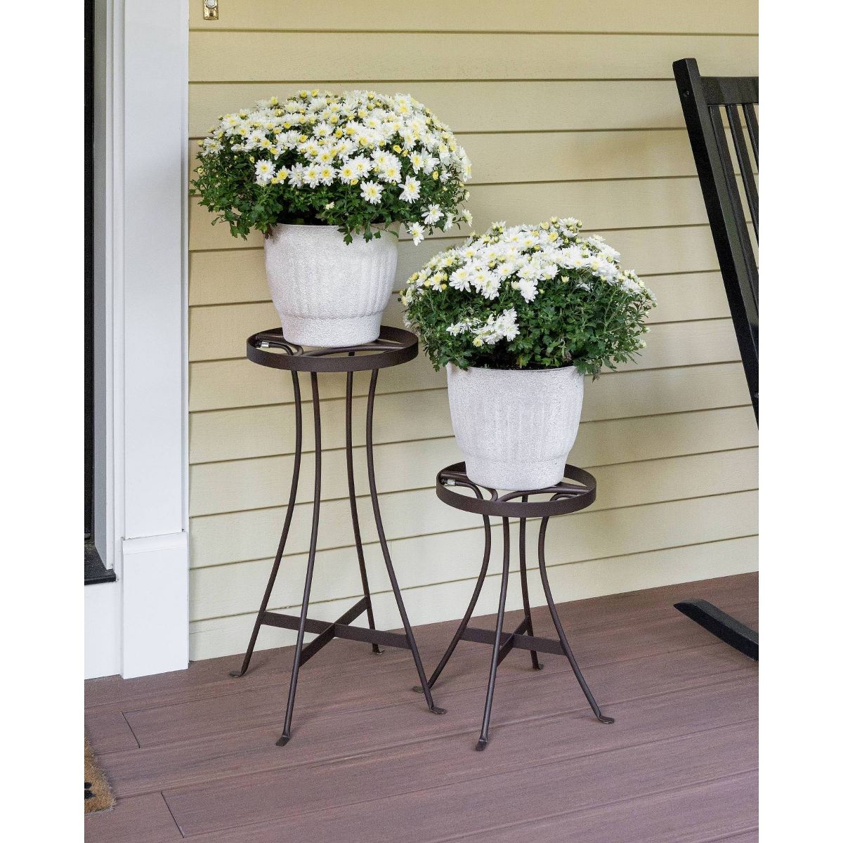 ACHLA Designs Rectangular Roman Bronze Wrought Iron Indoor Planter Stand Black 10.5"x10.5"x15.5" - thumbnail 7