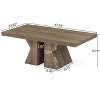 Gulches Wood Coffee Table, 47-Inch Rectangular Center Table with Thick Wooden Base, Farmhouse Wood-Look Cocktail Table(Brown) - 2 of 2