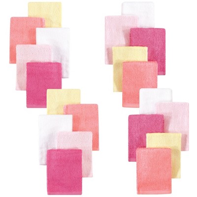 Little Treasure Baby Girl Rayon from Bamboo Luxurious Washcloths, Pink Yellow 20-Pack, One Size