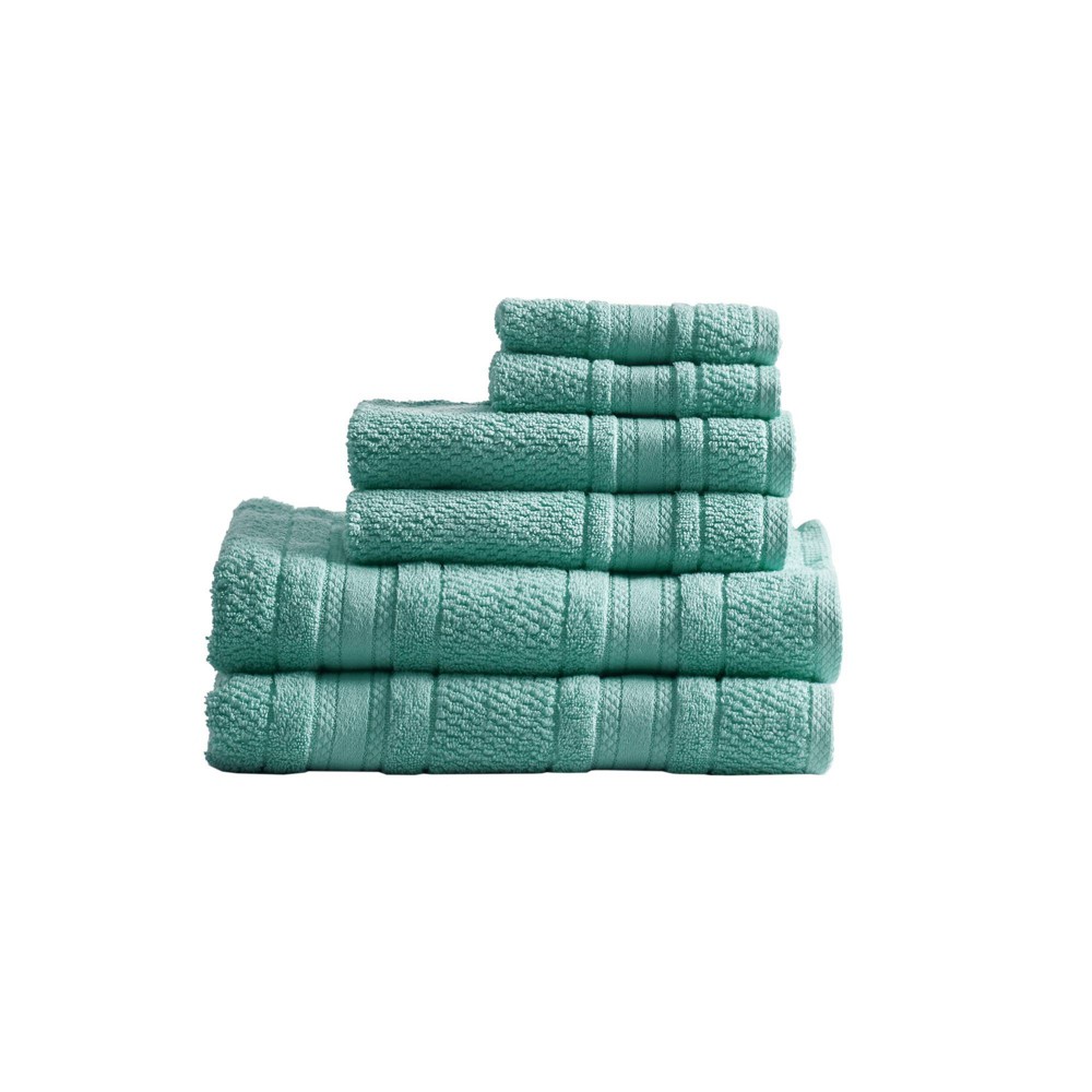 Photos - Towel 6pc Roman Super Soft Cotton Bath  Set Teal: Madison Park, Lightweight