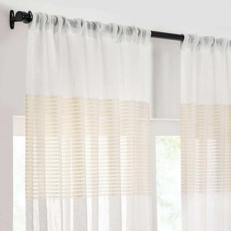 1pc 50&#34;x84&#34; Light Filtering Gilson Striped Window Curtain Panel Ivory - Mercantile, 4 of 10