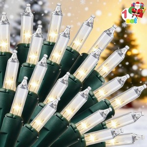 Joyfy 100 Count Clear Christmas String Lights, 19.4 FT Warm White Fairy Light Decor with Green Wire for Holiday Party Decoration Light - 1 of 4