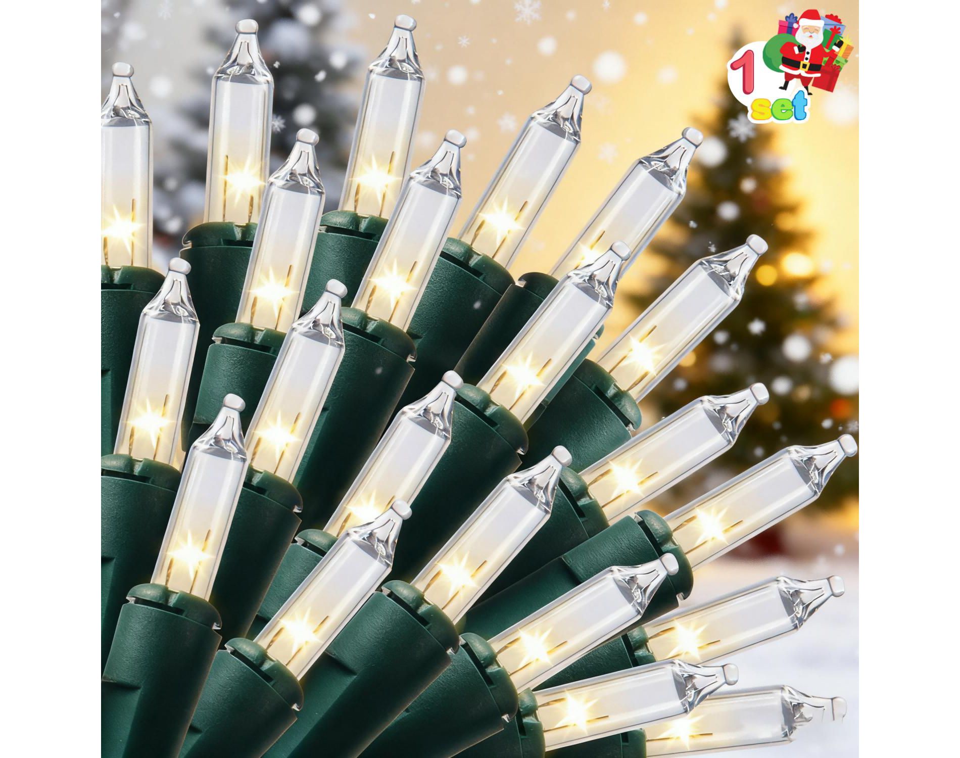 Joyfy 100 Count Clear Christmas String Lights, 19.4 FT Warm White Fairy Light Decor with Green Wire for Holiday Party Decoration Light