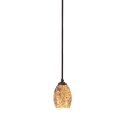 Toltec Lighting Zilo 1 - Light Pendant in  Dark Granite with 5" Gold Fusion Shade