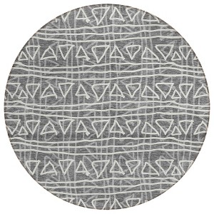 Charcoal Gray And Ivory Geometric Washable Indoor Outdoor Area Rug - 1 of 4