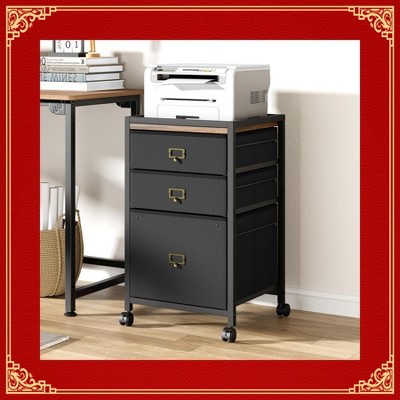 Mobile File Cabinet with 3 Drawers - Compact Under Desk Storage for Home Office, Fits Letter Size & A4, Vertical Filing on Wheels
