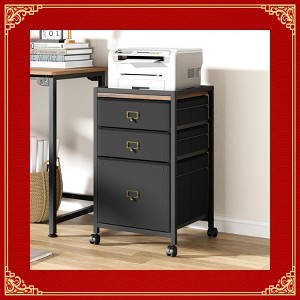 Mobile File Cabinet with 3 Drawers - Compact Under Desk Storage for Home Office, Fits Letter Size & A4, Vertical Filing on Wheels - 1 of 4