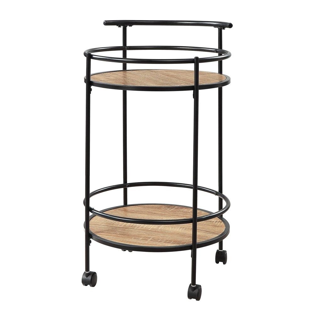 Breighton Home Designs2Go Charlie Serving Bar Cart in Weathered Oak/Black