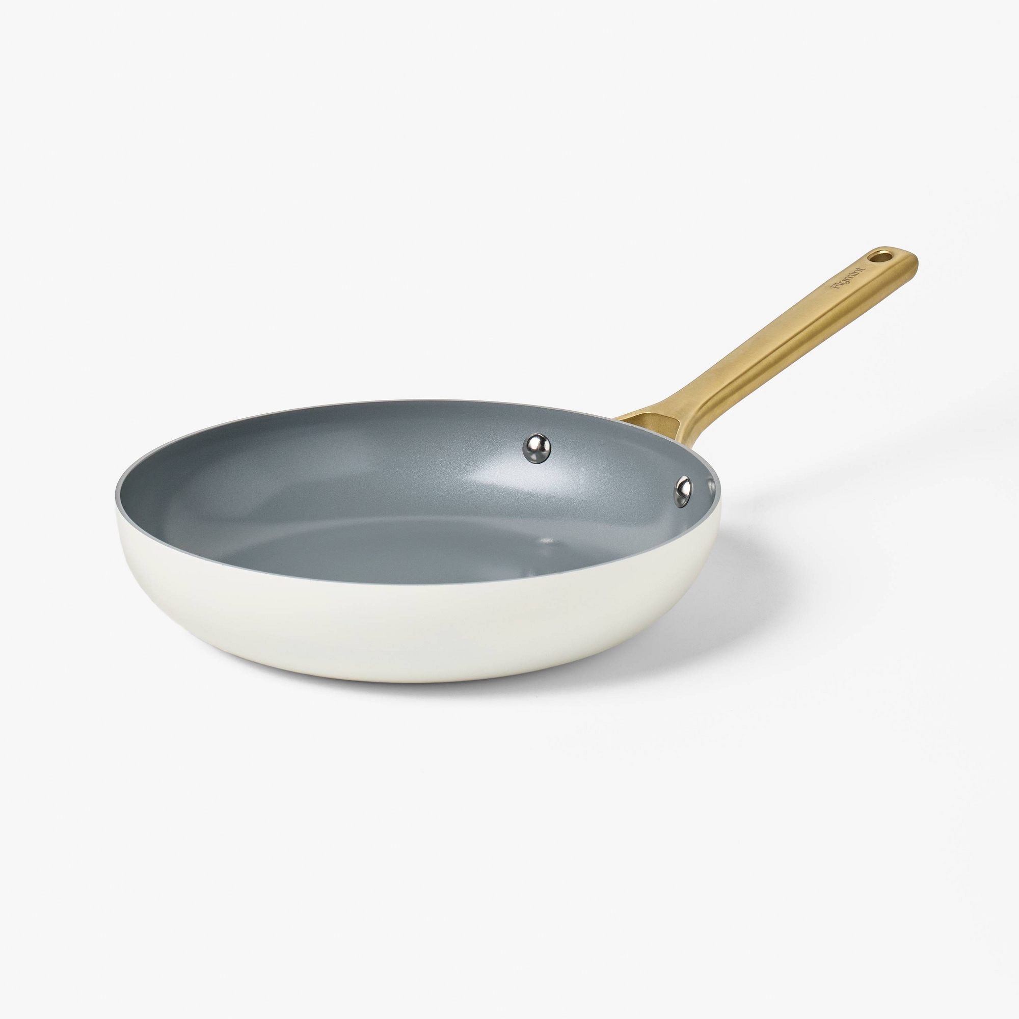 10" Nonstick Ceramic Coated Aluminum Frying Pan with Champagne Handle Cream - Figmint™