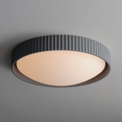 Gray Glass Drum LED Flush Mount Light