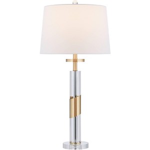 Vienna Full Spectrum Alfred 30 1/2" High Soft Brass and Crystal Column Table Lamp - 1 of 4