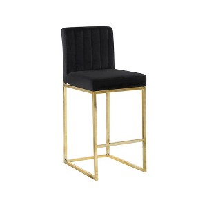 Meridian Furniture,Giselle Black Velvet Stool - 1 of 4