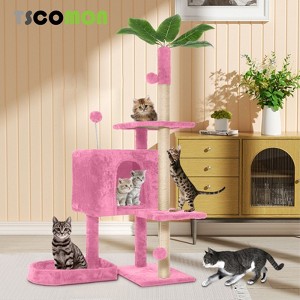 Modern Multicoloured Rotatable Deformation Soft Plush Cat Tree Pet Tower with Scratching Post and Hanging Ball - 1 of 4
