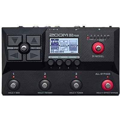 Zoom B2 Four Bass Multi-Effects Processor with 6 DI Boxes  Multi-Layered IR’s, 100+ Built in Effects, Looper,  Black