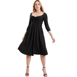 June + Vie by Roaman's Women's Plus Size Sweetheart Swing Dress - 1 of 4