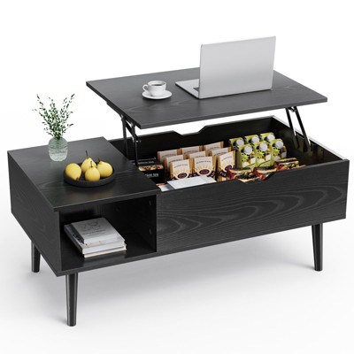 DOMETOUR Lift Top Coffee Table ，Wooden Furniture with Hidden Compartment and Adjustable Storage