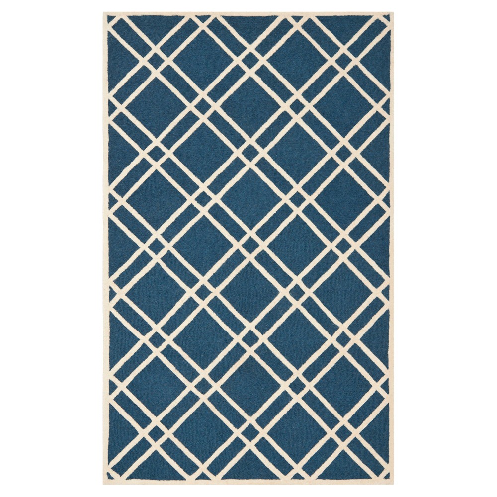 Frey Textured Wool Rug - Navy Blue / Ivory (4' X 6') - Safavieh