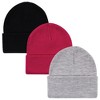 Hudson Baby Infant Girl 6Pc Knit Cuffed Beanies, Dark Pink Cream Black, Infant Toddler - 2 of 3