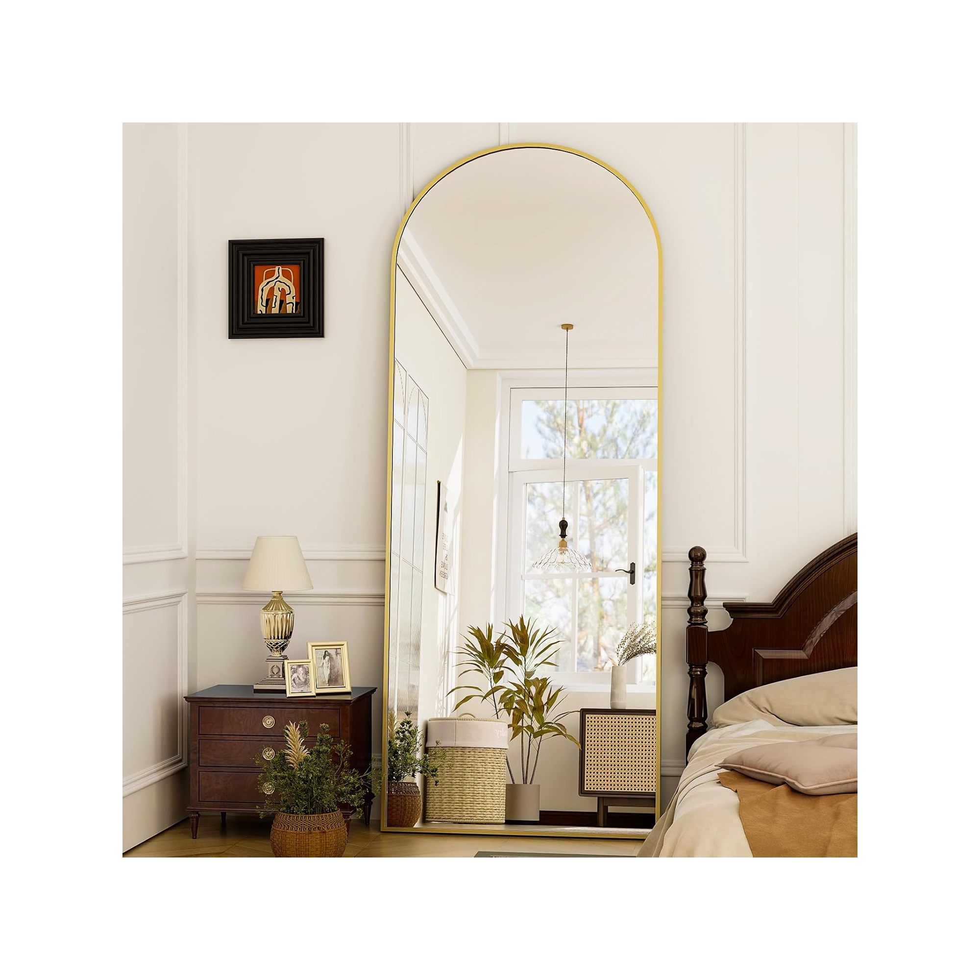 BEAUTYPEAK 65"x24" Arched Full Length Mirror with Stand, Wall Mounted Floor Mirror or Leaning Mirror for Bedroom or Living Room