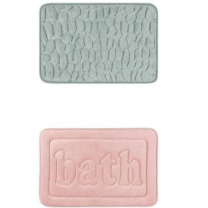 Unique Bargains 2Pcs Memory Foam Water Absorbent Quick Dry Non-Skid Bottom Soft Bathroom Rugs - 1 of 4