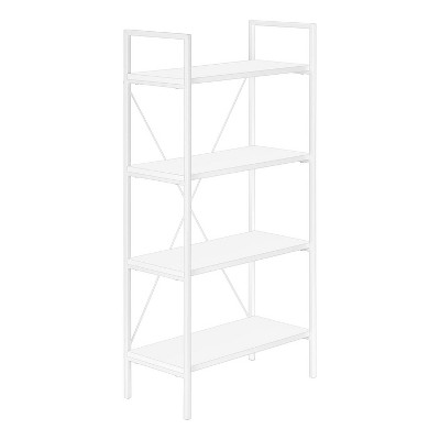 Monarch Specialties Bookshelf Bookcase 4 Tier 48InchH Office Bedroom Metal Laminate White Contemporary Modern