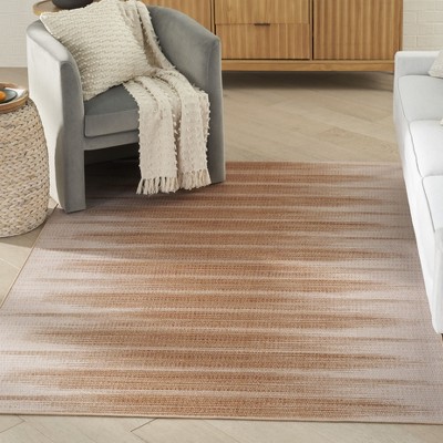 Brown and Beige Abstract Flat Woven 6' x 9' Rug