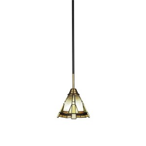 Toltec Lighting Paramount 1 - Light Pendant in  Matte Black/Brass with 7" Zion Art Glass Shade - 1 of 1