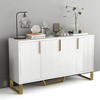 Modern Sideboard Buffet Cabinet with 4 Doors, Adjustable Shelves, Gold Metal Legs & Marble-Style Top for Kitchen, Dining Room, Living Room Storage - 2 of 4