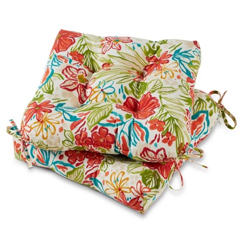 Red floral patio online cushions