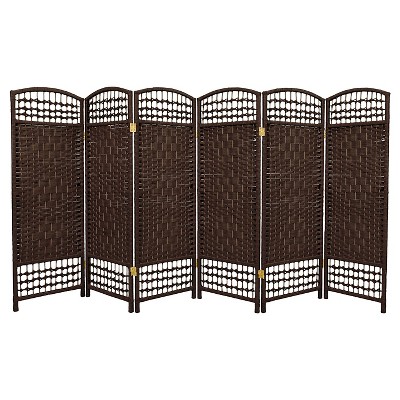 4 Ft. Tall Fiber Weave Room Divider - Dark Mocha (6 Panels) - Oriental ...