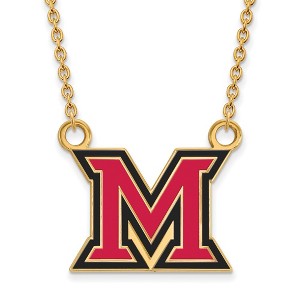 Black Bow Jewelry 14k Yellow Gold Plated Sterling Silver Miami Redhawks NCAA Necklace 18 Inch - 1 of 4