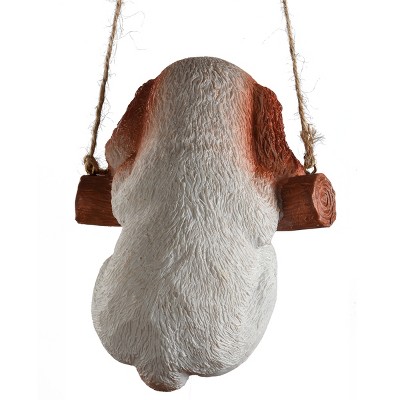 5" Brown and White Resin Swinging Spaniel Puppy Figurine