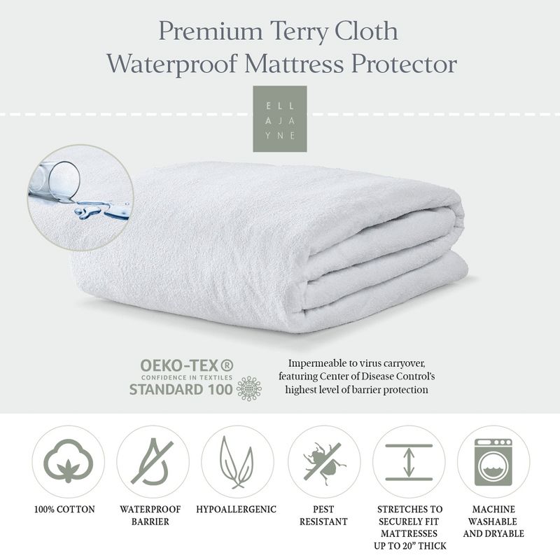 Terry Cloth Waterproof Mattress Protector, 2 of 8