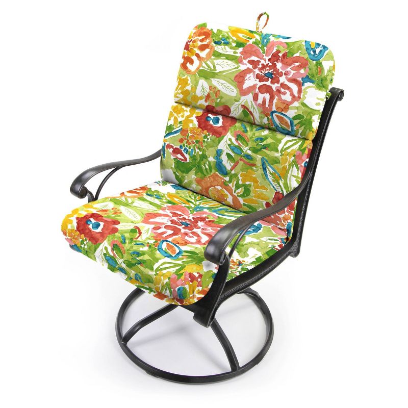 Outdoor Knife Edge Dining Chair Cushion - Green Tropical - Jordan Manufacturing, 5 of 10
