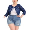 Agnes Orinda Women's Plus Size Shrug 3/4 Sleeves Lace Tie Neck Crop Bolero Cardigan - 2 of 4