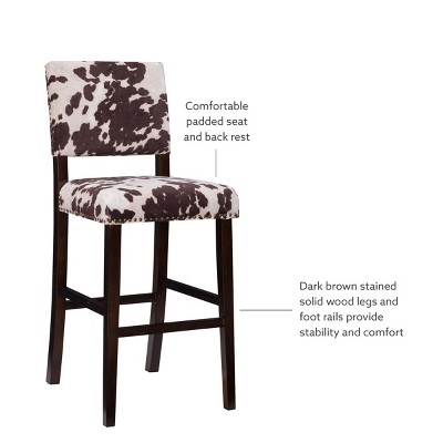 Corey Udder Madness Cow Print Bar Stool with Antique Bronze Trim