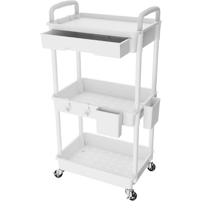 MaseiKar Rolling Utility Cart with Drawer, Utility Cart Made of Multifunctional Storage Organizer Tool for Kitchen,Bathroom,Living Room,Office