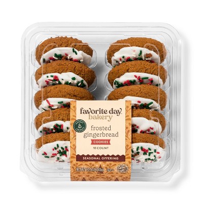 Holiday Gingerbread Chewy Frosted Cookies - 13.5oz/10ct - Favorite Day™