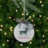 Northlight Reindeer "Merry Christmas" with a Plaid Bow Glass Disc Ornament - 4.5" - White and Black - 2 of 3