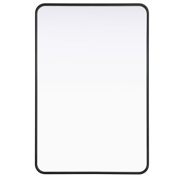 Elegant Lighting Contour Metal Rectangle Mirror 28x42 in Black