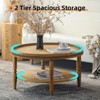 Bella Depot Rustic 31.3" Round 2-Tier Coffee Table Cocktail Table with Beaded Trim and Solid Wood Legs - 3 of 4