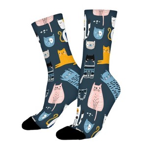 Cute Kittens Pattern Women Printed Crew Socks Funny Funky Socks Soft Polyester Novelty Gifts for Artists Men - 1 of 1