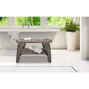 CoastalVogue 24" Tranquility GR156 Wide Teak Wood Shower Bench with Handles: Rectangle, Non-Upholstered, 250lb Capacity - 1 of 4