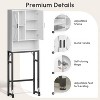 Over The Toilet Storage Cabinet, Bathroom Organizers and Storage with Barn Doors, Thicken Metal Stand & MDF Wood Above Toilet Storage Cabinet, White - 3 of 4