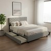 HomeRoots Gray Tufted Upholstered Queen Bed Frame With Trundle And Drawers - 2 of 4