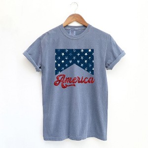Simply Sage Market Women's America Retro Cursvie Short Sleeve Garment Dyed Tee - 1 of 2