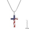Steeltime 24" stainless steel and red, white, red enamel american flag cross pendant - 3 of 4