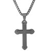 Steeltime 24" Men's black ip stainless steel Lord's prayer double cross pendant - 2 of 4