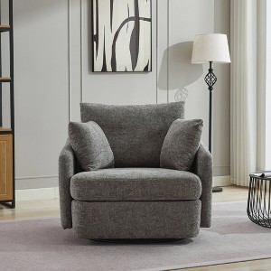 Hrinhom 40.6" W Modern Swivel Accent Chair With Pillows,Chenille Upholstered Swivel Sofa Chair - 1 of 4